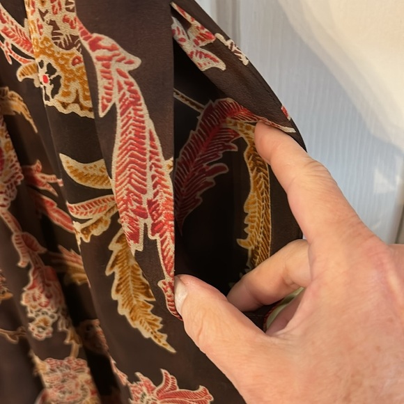 Ellen Tracy Linda Allard Women’s (14) Brown Paisley 100% Silk Sheer Vintage Pant - Picture 5 of 8